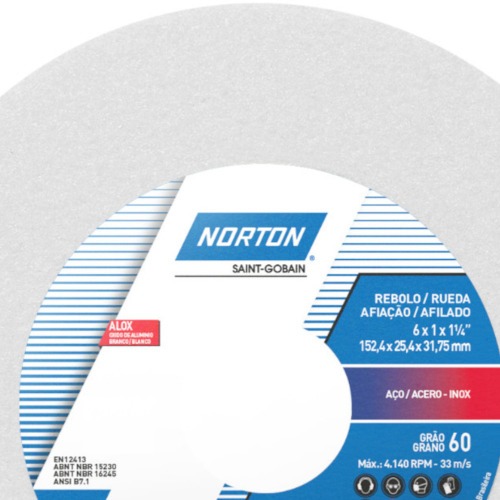 Rebolo reto para metal duro 6 x 1 x 1.1/4