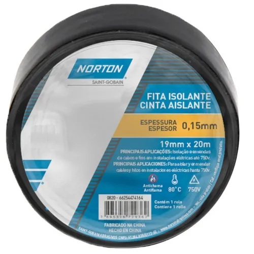 Fita isolante torre 19 mm x 20m - 66254474164 - Norton