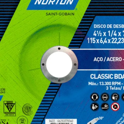 Disco de desbaste para aço 4.1/2 x 1/4 x 7/8