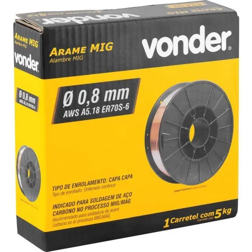 Arame para solda mig 0,8 mm rolo com 5 kilos
