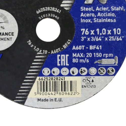 Disco de corte para metal e inox 3 x 3/64 x 25/64 Disco de corte para metal e inox 3 x 3/64 x 25/64