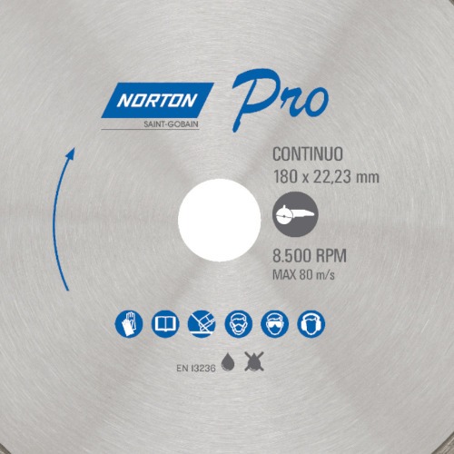 Disco diamantado segmentado 180 x 22,23 mm para porcelanato