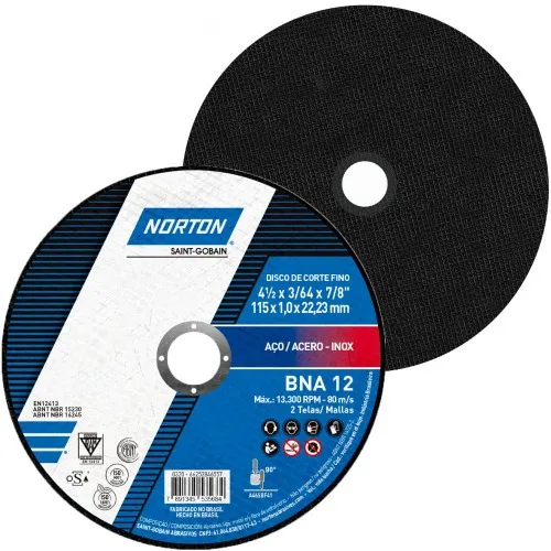 Disco de corte para metal e inox 4.1/2 x 3/64 x 7/8
