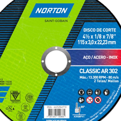 Kit 25 Discos de corte para aço 4.1/2 x 1/8 x 7/8 Kit 25 Discos de corte para aço 4.1/2 x 1/8 x 7/8
