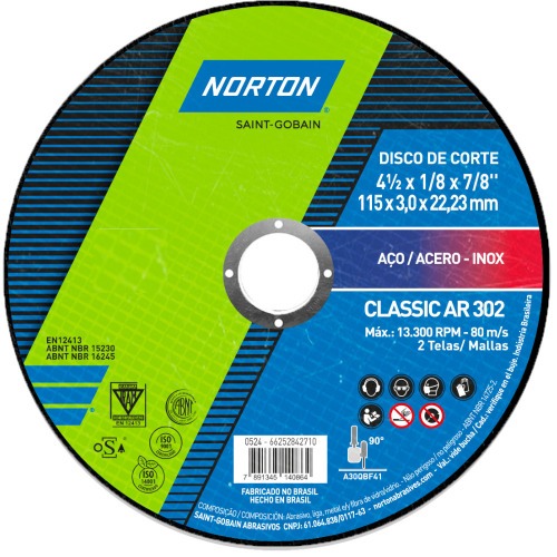 Kit 25 Discos de corte para aço 4.1/2 x 1/8 x 7/8 Kit 25 Discos de corte para aço 4.1/2 x 1/8 x 7/8