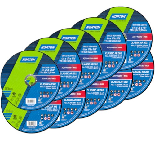 Kit 25 Discos de corte para aço 4.1/2 x 1/8 x 7/8 Kit 25 Discos de corte para aço 4.1/2 x 1/8 x 7/8