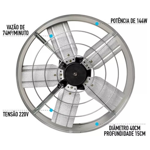 Exaustor axial 40 cm linha comercial - EX40  220V Exaustor axial 40 cm linha comercial - EX40  220V