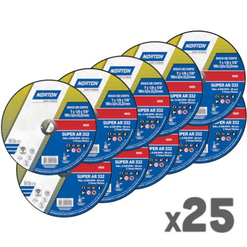 Kit 25 Discos de corte para inox 7 x 1/8 x 7/8 Kit 25 Discos de corte para inox 7 x 1/8 x 7/8