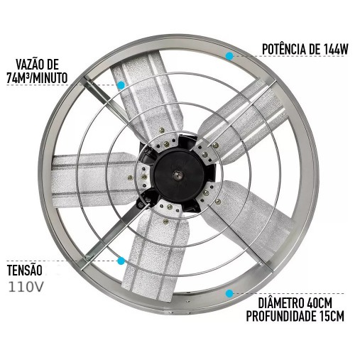 Exaustor axial industrial leve 40 cm - EX40  110V