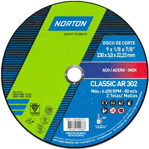 Kit 25 Discos de corte para metal 9 x 1/8 x 7/8