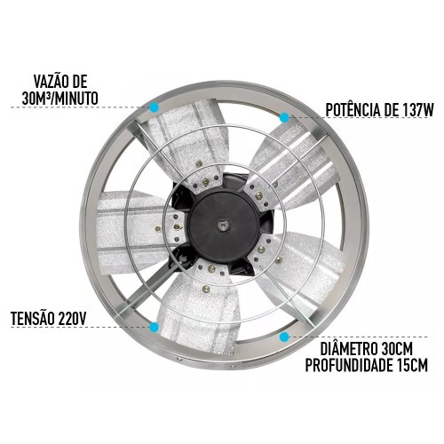 Exaustor axial 30 cm linha comercial - EX30 220V Exaustor axial 30 cm linha comercial - EX30 220V