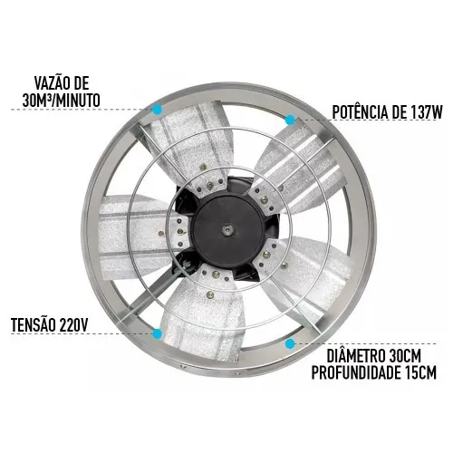 Exaustor axial industrial leve 30 cm - EX30  220V