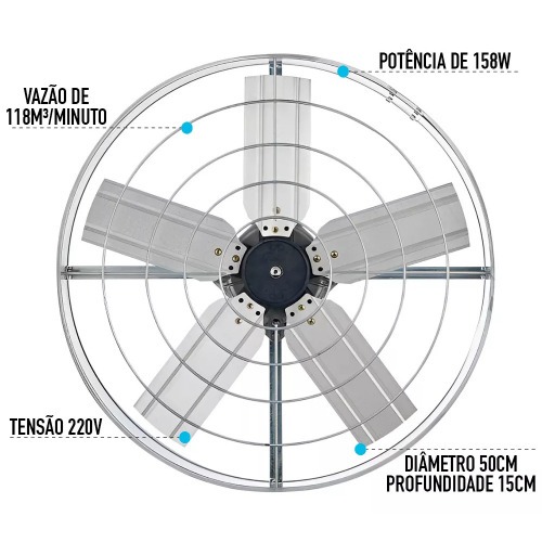 Exaustor axial 50 cm linha comercial - EX50  220V Exaustor axial 50 cm linha comercial - EX50  220V