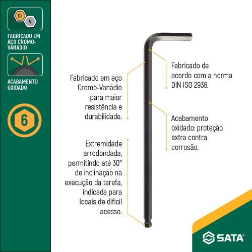 Chave allen hexagonal abaulada 12 mm - ST84711L Chave allen hexagonal abaulada 12 mm - ST84711L