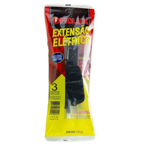 Extens�o el�trica 5 metros 3 tomadas 2 x 0,75 mm 10A bipolar