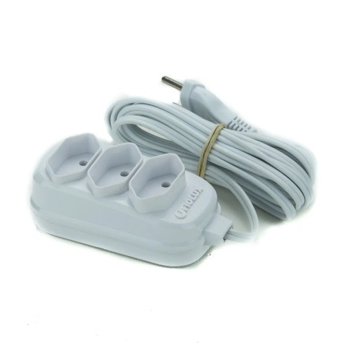 Extensão elétrica 5 metros 3 tomadas 2 x 0,75 mm 10A bipolar Extensão elétrica 5 metros 3 tomadas 2 x 0,75 mm 10A bipolar