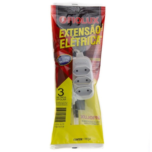 Extenso eltrica 10 metros 3 tomadas 2 x 0,75 mm 10A bipolar