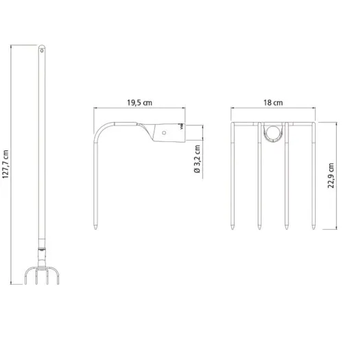 Forcado curvo de arame 4 dentes com cabo de madeira 120 cm