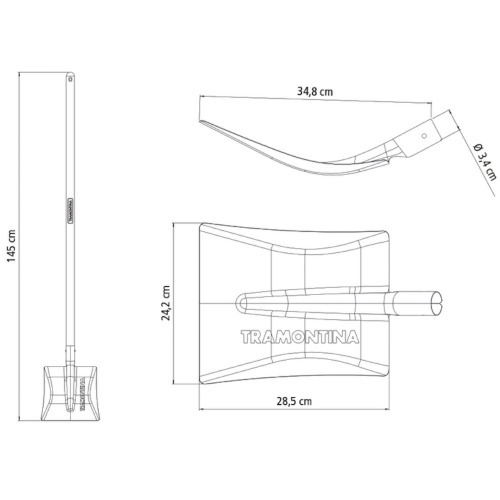P quadrada com cabo de madeira 120 cm