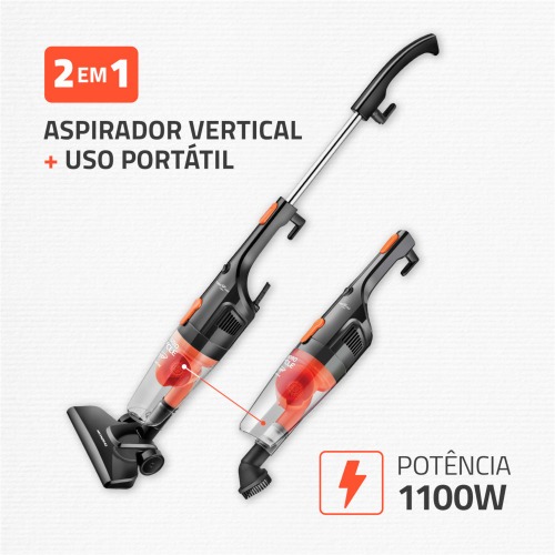 Aspirador de pó  2 em 1 portátil e vertical 1.100 watts  Turbo Cycle - AP-35  220V Aspirador de pó  2 em 1 portátil e vertical 1.100 watts  Turbo Cycle - AP-35  220V