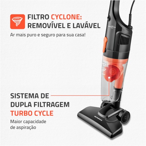 Aspirador de pó  2 em 1 portátil e vertical 1.100 watts  Turbo Cycle - AP-35  220V Aspirador de pó  2 em 1 portátil e vertical 1.100 watts  Turbo Cycle - AP-35  220V