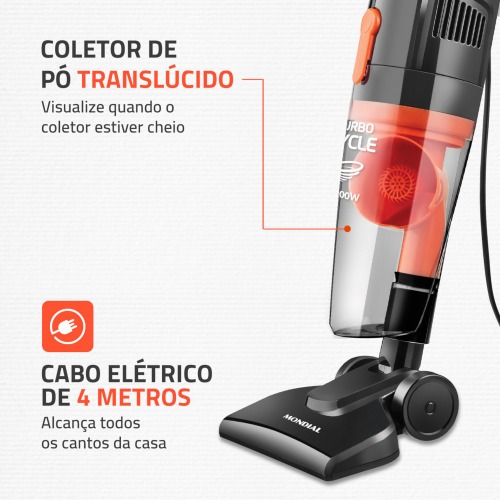 Aspirador de pó  2 em 1 portátil e vertical 1.100 watts  Turbo Cycle - AP-35  220V Aspirador de pó  2 em 1 portátil e vertical 1.100 watts  Turbo Cycle - AP-35  220V