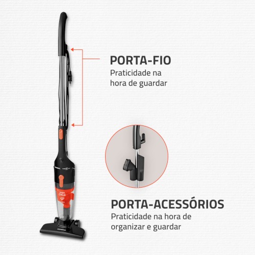 Aspirador de pó  2 em 1 portátil e vertical 1.100 watts  Turbo Cycle - AP-35  220V Aspirador de pó  2 em 1 portátil e vertical 1.100 watts  Turbo Cycle - AP-35  220V