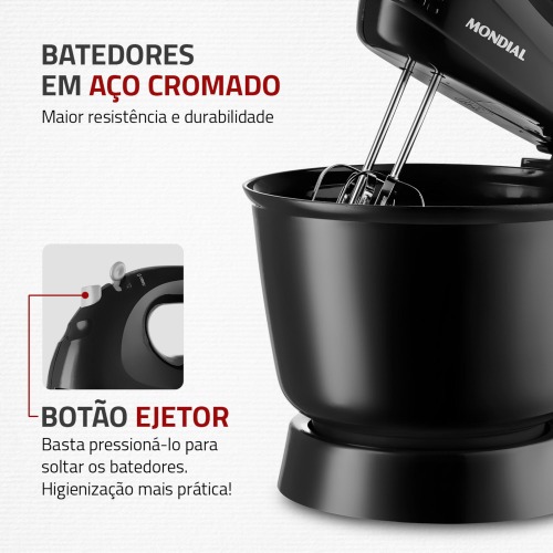Batedeira 400 watts 3 velocidades preta Pr�tica - B-44-B  110V