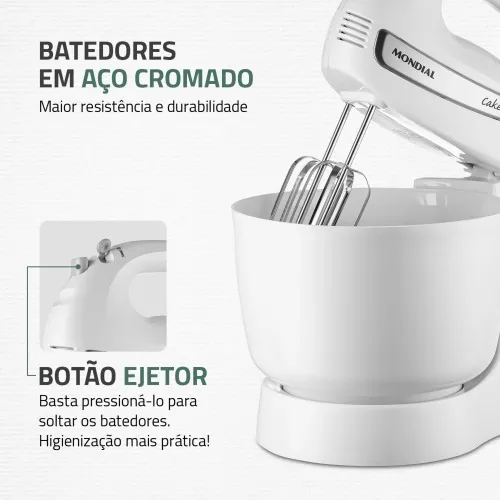 Batedeira 500 watts 4 velocidades branca Cake - B-50-W  110V