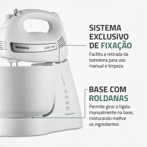 Batedeira 500 watts 4 velocidades branca Cake - B-50-W  110V