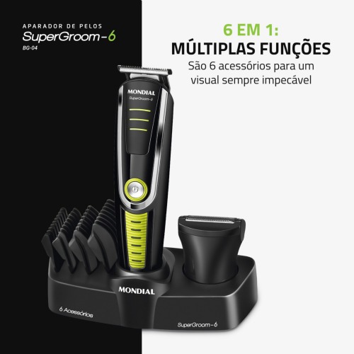 Aparador de pelos 6 em 1 Super Groom - BG-04  110V/220V Aparador de pelos 6 em 1 Super Groom - BG-04  110V/220V
