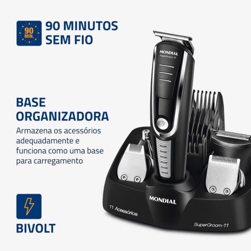 Aparador de pelos 11 em 1 Super Groom - BG-05  110V/220V Aparador de pelos 11 em 1 Super Groom - BG-05  110V/220V
