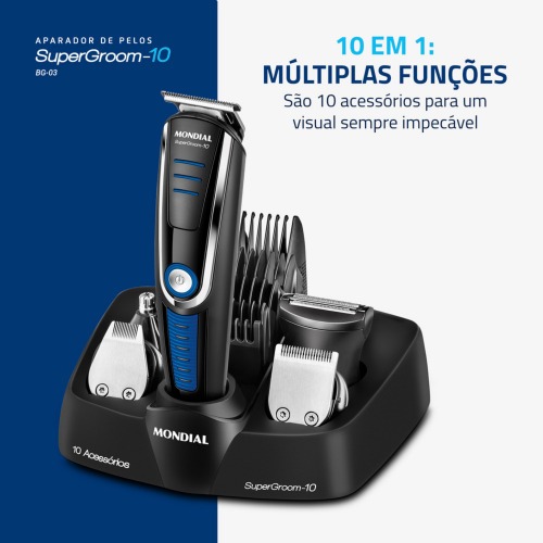 Aparador de pelos 10 em 1 Super Groom - BG-03  110V/220V Aparador de pelos 10 em 1 Super Groom - BG-03  110V/220V