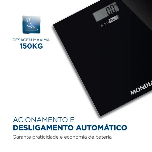 Balança digital para banheiro capacidade 150 kg Smart Black - BL-05