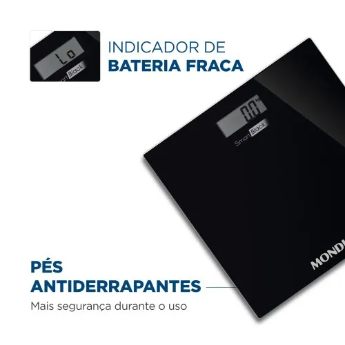 Balança digital para banheiro capacidade 150 kg Smart Black - BL-05