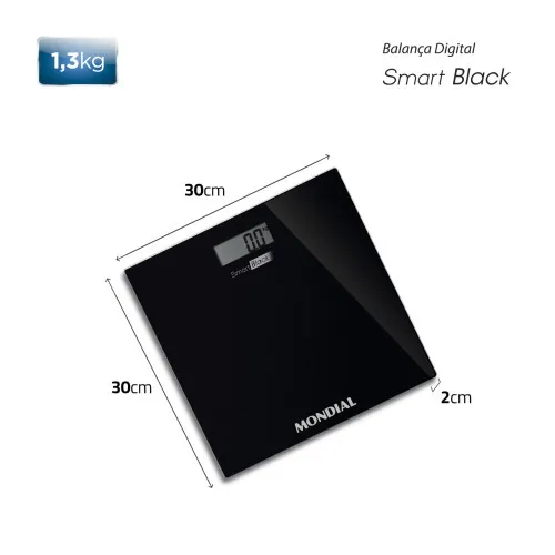 Balança digital para banheiro capacidade 150 kg Smart Black - BL-05