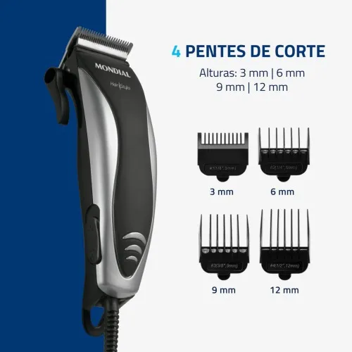 Máquina de cortar cabelo com 4 pentes e acessórios Hair Stylo - CR-02  110V