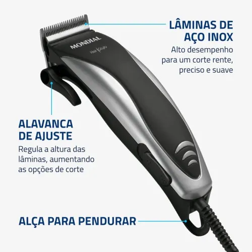 Máquina de cortar cabelo com 4 pentes e acessórios Hair Stylo - CR-02  110V
