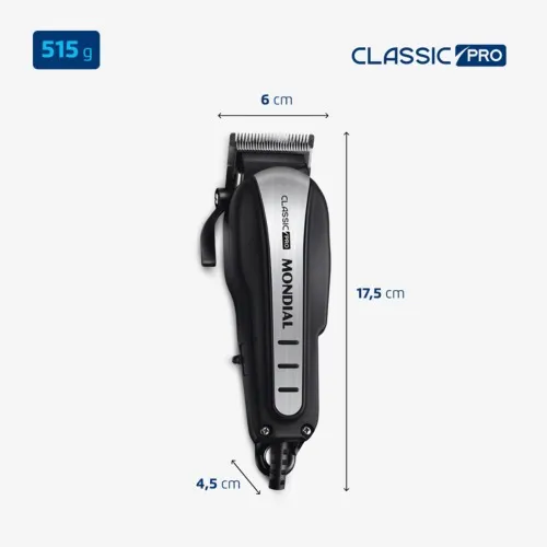 Máquina de cortar cabelo com 4 pentes e acessórios Classic Pro - CR-03  110V