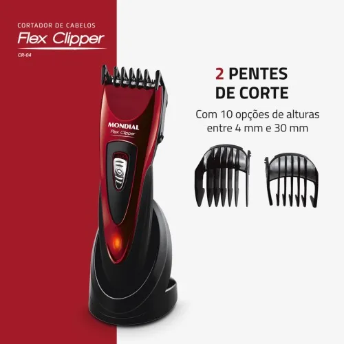 Máquina de cortar cabelo sem fio com 2 pentes Flex Clipper - CR-04  110V/220V
