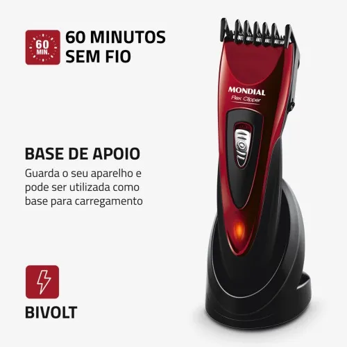 Máquina de cortar cabelo sem fio com 2 pentes Flex Clipper - CR-04  110V/220V