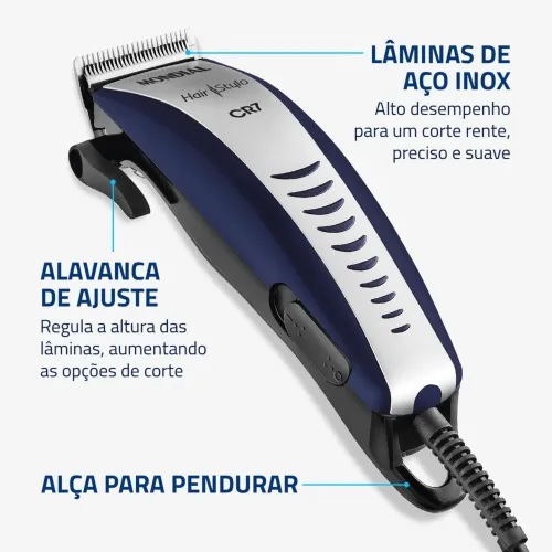 Máquina de cortar cabelo com 4 pentes e acessórios Hair Stylo - CR-07  110V