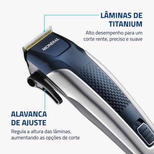 Máquina de cortar cabelo com maleta e acessórios Titanium Power - CR-09M  110V Máquina de cortar cabelo com maleta e acessórios Titanium Power - CR-09M  110V