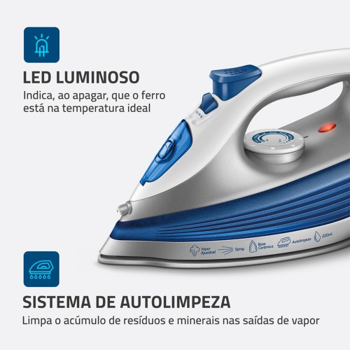 Ferro de passar a vapor 1200 watts - FVN-01-BL  220V
