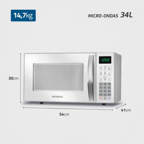 Micro-ondas 34 litros 1400W 10 níveis de potência - MO-02-34-W  110V Micro-ondas 34 litros 1400W 10 níveis de potência - MO-02-34-W  110V