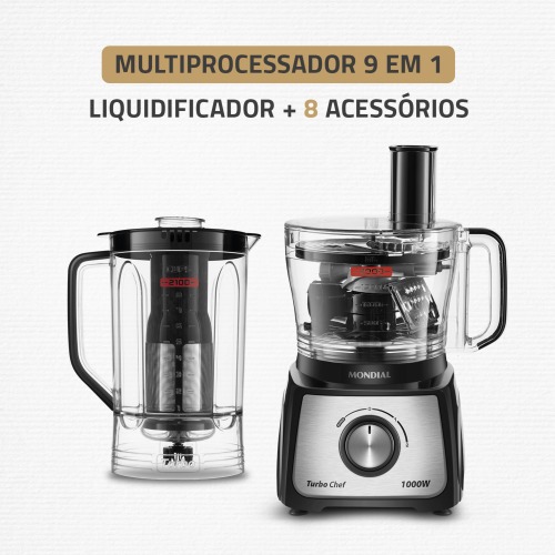 Multiprocessador de alimentos 1.000W 9 em 1 Turbo Chef - MPN-01-BF  110V Multiprocessador de alimentos 1.000W 9 em 1 Turbo Chef - MPN-01-BF  110V