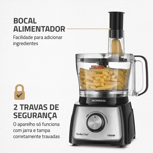Multiprocessador de alimentos 1.000W 9 em 1 Turbo Chef - MPN-01-BF  110V Multiprocessador de alimentos 1.000W 9 em 1 Turbo Chef - MPN-01-BF  110V