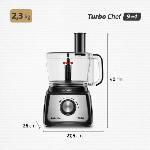 Multiprocessador de alimentos 1.000W 9 em 1 Turbo Chef - MPN-01-BF  110V Multiprocessador de alimentos 1.000W 9 em 1 Turbo Chef - MPN-01-BF  110V