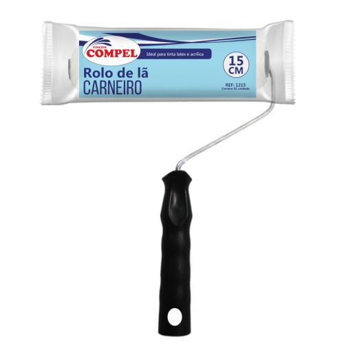 Rolo de l de carneiro para pintura com suporte de 15 cm - 0.1215