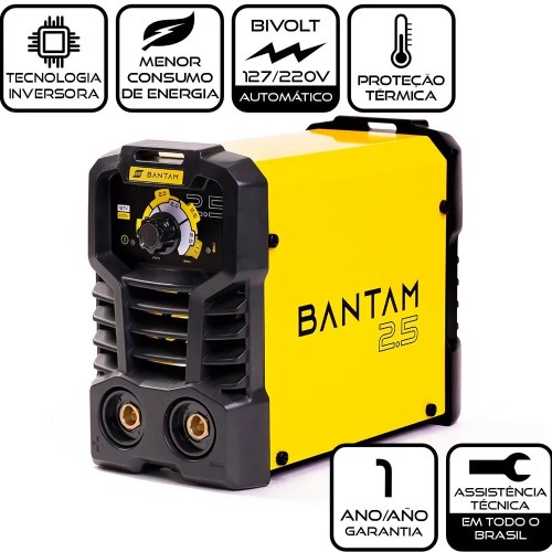 Inversora de solda 120A para eletrodo revestido bivolt - Bantam 2.5  110V/220V